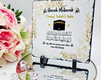 Personalized Umrah Hajj Mubarak Slate: Islamic Pilgrimage Gift