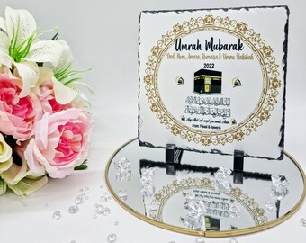 Personalized Umrah Hajj Mubarak Slate: Islamic Pilgrimage Gift