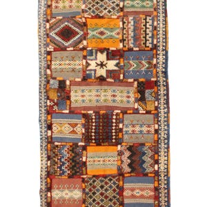 Moroccan rugs, Moroccan carpets, handmade rugs, authentic rugs, intricate patterns, vibrant colors. Size 216x114 cm