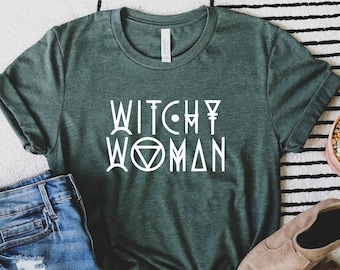Witchy Woman Graphic T-Shirt: Halloween Wiccan Tee