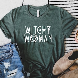 Witchy Woman Graphic Quote T-Shirt - Short-Sleeved Cotton Halloween Witchcraft Magic Tee in Various Colors | Wiccan Shirt Gifts for Her