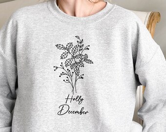 Custom Birth Month Flower Sweatshirt | Flower Sweater | Sentimental Gift for Her | Personalized Birth Month Flower Sweatshirt | Custom Gift
