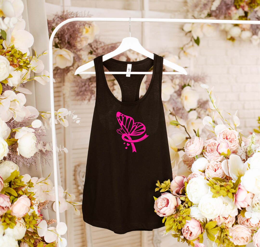 Cancer Awareness Racerback Tank: Butterfly Ribbon Tee - Etsy