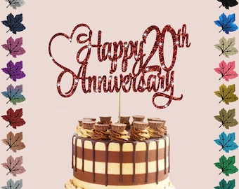 Topper de pastel de brillo de aniversario personalizado