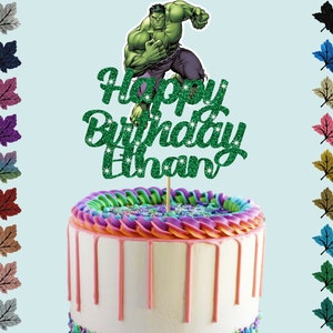 HULK  Personalised Glitter cake Topper