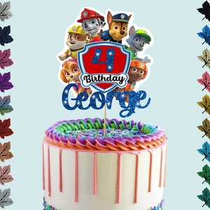 Topper per torta glitterato personalizzato a forma di zampa