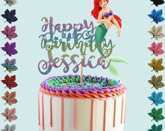 Mermaid Personalised Glitter cake Topper