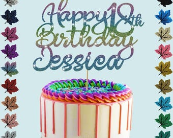 Personalised Birthday Glitter cake topper