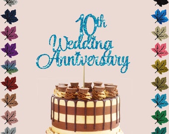 Decoración para tarta de aniversario con purpurina.