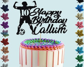Football Personalised Glitter Cake Topper with name & age