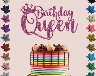 Birthday Queen Glitter cake topper