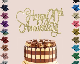 Personalised Anniversary  Glitter cake topper