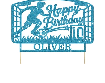 Football Personalised Glitter Cake Topper with name & age