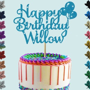Personalised Birthday Glitter cake topper With Any Name