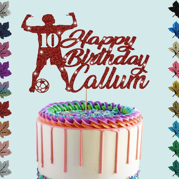 Football Personalised Glitter Cake Topper with name & age