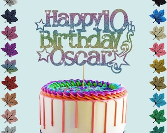 Topper de pastel de brillo de cumpleaños personalizado