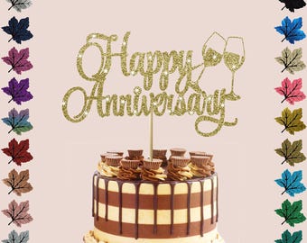Anniversary Glitter cake topper