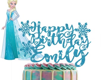 ELSA Personalised Glitter cake Topper