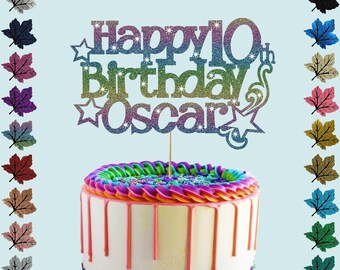Personalised Birthday Glitter cake topper