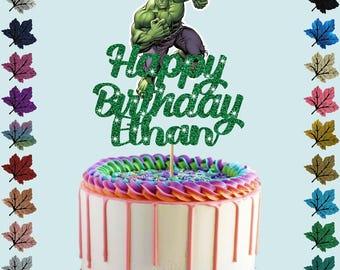 HULK  Personalised Glitter cake Topper