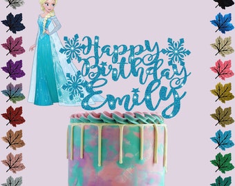 Décoration pour gâteau personnalisée scintillante ELSA