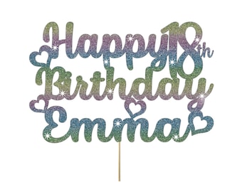 Personalised Birthday Glitter cake topper