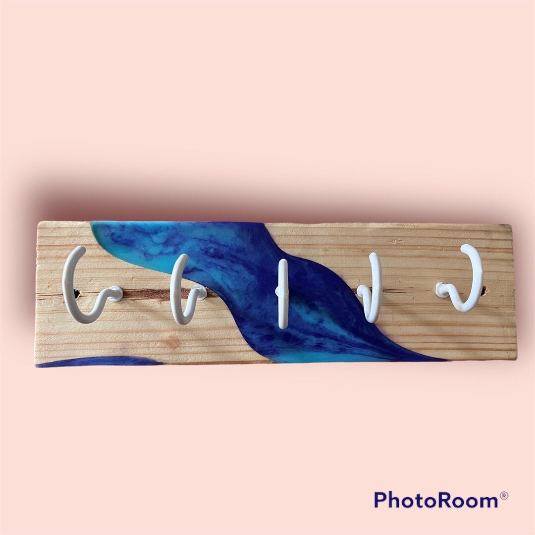 Personalized Modern Rectangular Key Hook Epoxy Resin Wall Mounted 5 ...