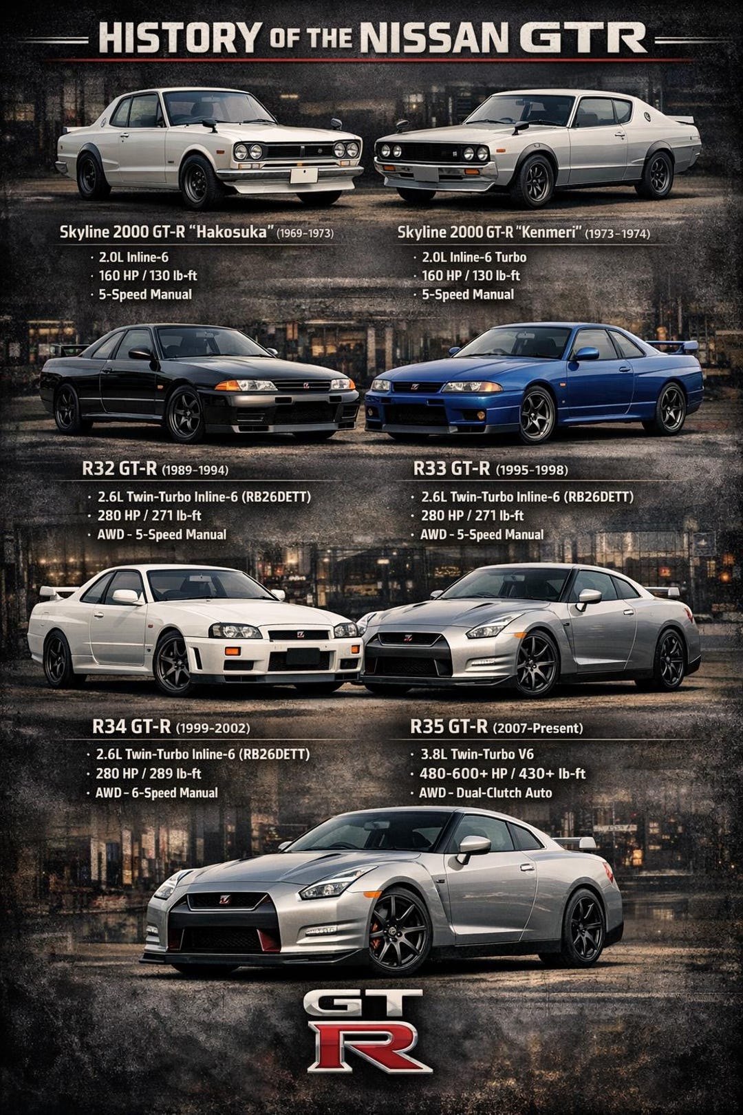 Nissan GTR History Of The Beast Poster Etsy nissan-gtr-history-of-the-beast-poster-etsy