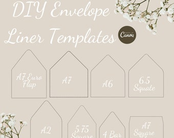 Customisable Blank A7 DIY Envelope Liner Templates Canva, Envelope Liner Template, Envelope Liner 5x7,A7 Euroflap,A7 Square Flap,A6,4 Bar,A2