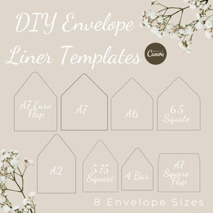 Customisable Blank A7 DIY Envelope Liner Templates Canva, Envelope Liner Template, Envelope Liner 5x7,A7 Euroflap,A7 Square Flap,A6,4 Bar,A2