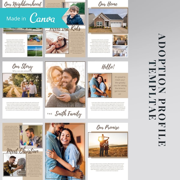 Editable Adoption Profile Template Canva, Modern Customisable Canva Template, Printable Adoption Profile Book Template