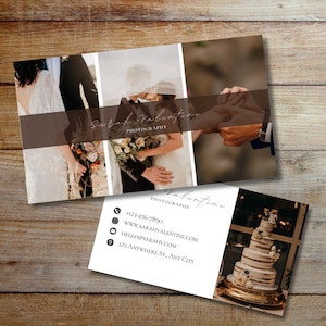 Druckbare Fotografie-Visitenkartenvorlage, Fotografen-Visitenkartendesign, Canva-Vorlage, horizontale Visitenkarte, Marketingbroschüre