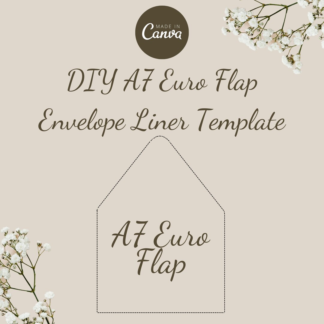 Blank DIY A7 Euro Flap Envelope Liner Template on Canva Envelope