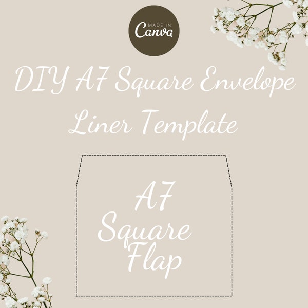 Blank DIY A7 Square Flap Envelope Liner Template on Canva | Envelope Liner Template | A7 Square Flap