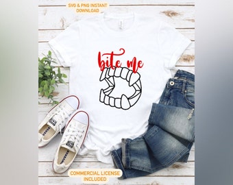 Bite Me Vampire Teeth SVG PNG, Funny Saying Cut Files (Digital Download)