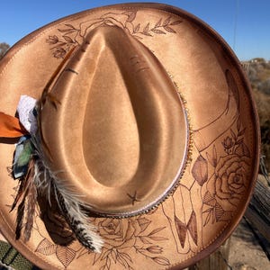 Floral Burned Cowboy Hat - Etsy display picture 1