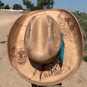 HAND BURNED Cowboy hat | SIZE L | branded hat |burned hat | western hat