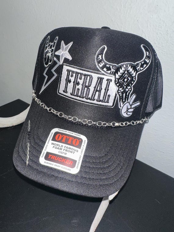 Otto Black Trucker Hat: Iron on Patches, Adjustable Snapback  display picture 2