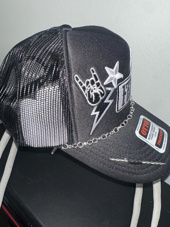 Otto Black Trucker Hat: Iron on Patches, Adjustable Snapback  display picture 2