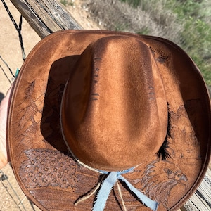 HAND BURNED Cowboy hat | SIZE L | branded hat |burned hat | western hat