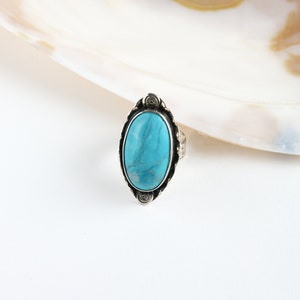 Bohemian Turquoise Silver Oval Ring