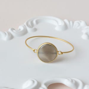 White Agate Gold Bangle: 24K Plated Minimalist Bracelet
