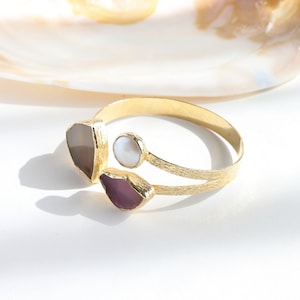Handcrafted 24K Gold-Plated Cuff: Agate & Pearl Bangle