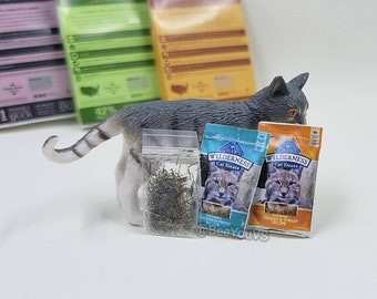 Mini gato nip mini comida para gatos mini golosinas para gatos para modelos a escala 1: 6 o 1 a 12 y muñecas