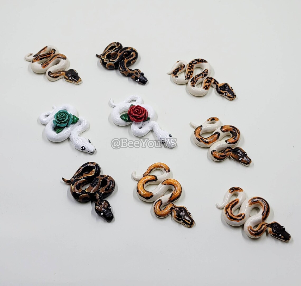 Miniature Ball Python Snake Figurine Pet Charm Etsy
