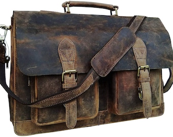 Handmade Buffalo Leather Messenger Cross-body Laptop Bag, Travel Handbag, Office Handbag Briefcase, Rustic Bag, Best Mothers Father Day Gift