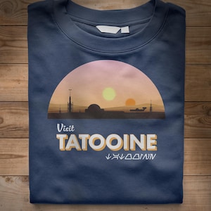 Visit Tatooine Twin Suns Desert Planet T-Shirt | Retro Travel Poster Tee | Star Wars Outer Rim | Sand Dune Aesthetic | Unisex Sci-Fi Gift