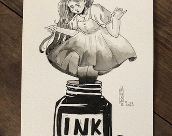 Ink Girl | Dessin original traditionnel UNIQUE