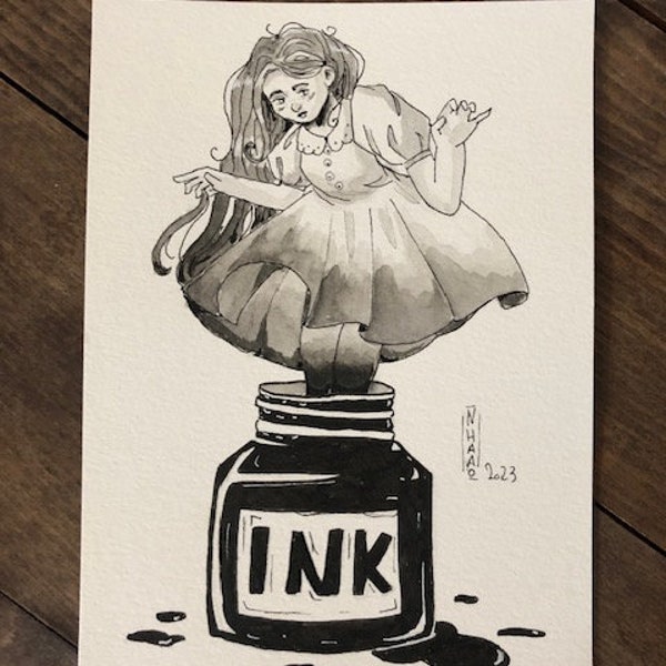 Ink Girl | Dessin original traditionnel UNIQUE
