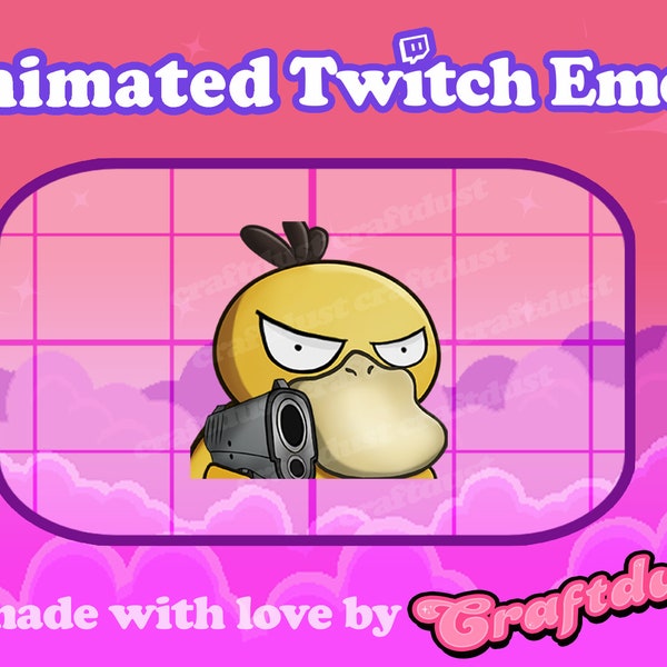 Twitch / Discord Animated Emote / Angry / Psyduck Pokemon / Gun